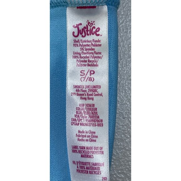 Justice Girls S (7/8) Beaded Terry Halter Bikini Blue UPF 50+ - Picture 9 of 9